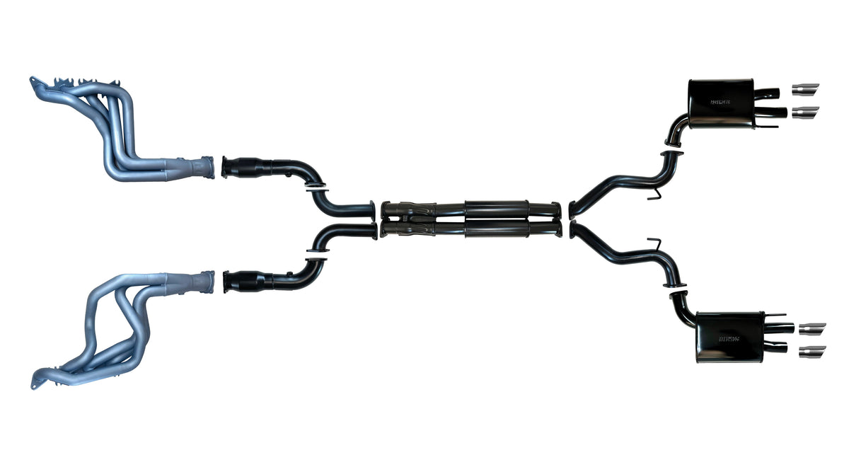 Ford Mustang (6th Gen) 2018-2023 5.0L V8 Coyote 3" Exhaust System with Ceramic Coated Headers and Cats, Quad Tip Rear (RH Drive only)